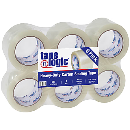 Tape Logic® #400 Industrial Acrylic Tape, 3" Core, 3" x 110 Yd., Clear, Case Of 6