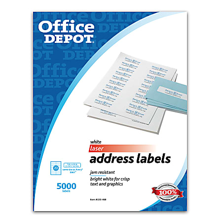 Office Depot® Brand White Laser Address Labels, 1" x 4", Box Of 5,000