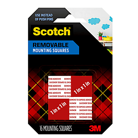 Scotch® Removable Foam Mounting Squares, 1" x 1", Pack Of 16