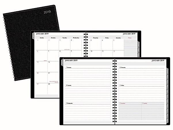 Office Depot® Brand Weekly/Monthly Planner, 7" x 9", Black, January To December 2019