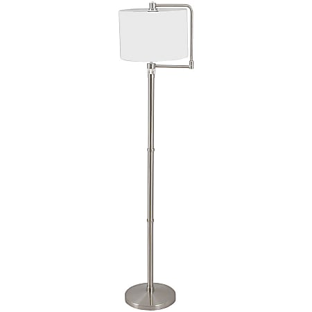 Christopher Lowell City Lighting Floor Lamp, Brushed Steel Base/White Fabric Shade
