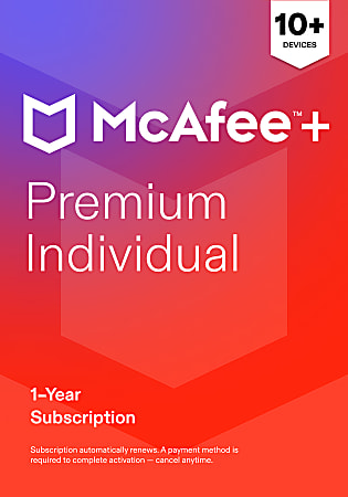 McAfee+ Premium Individual Antivirus And Internet Security Software, Unlimited Devices, 1-Year Subscription, Auto-Renewal, Product Key, MPP41EODURPIM