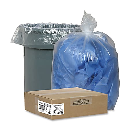 Nature Saver® Trash Can Liners, 45 Gallons, 30% Recycled, Clear, Box Of 100
