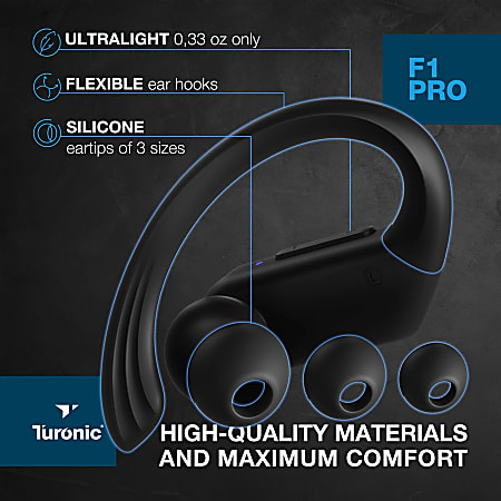 Turonic F1 Pro Wireless Earbuds45H PlaytimeCharging case Mic IPX7