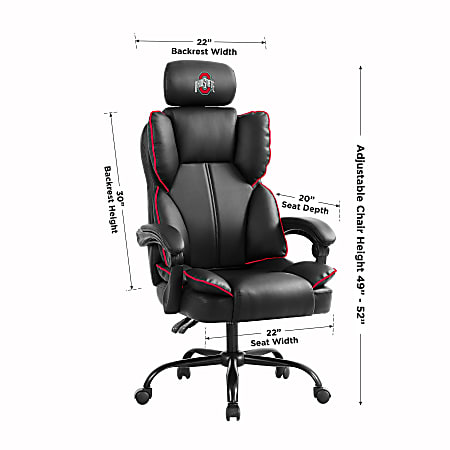 Imperial NCAA Champ Ergonomic Faux Leather Computer Gaming Chair Ohio ...
