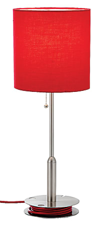 Adesso® Bobbin Desk Lamp, 21 1/4"H, Satin Steel/Red
