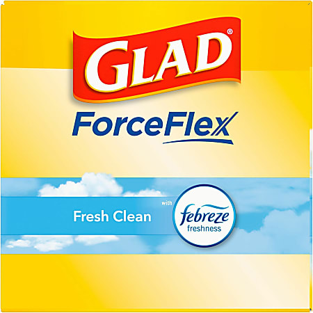 Glad ForceFlex Tall Kitchen Drawstring Trash Bags - Fresh Clean with Febreze Freshness - 13 gal Capacity - 24