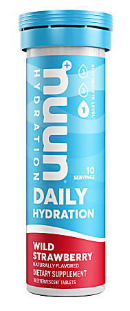 Nuun Daily Wild Strawberry, 10 Tablets Per Tube, Pack Of 8 Tubes