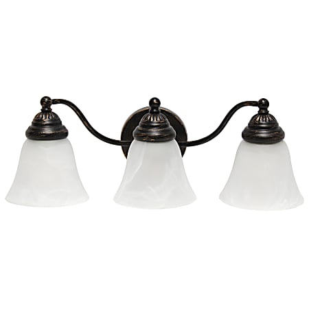 Lalia Home Essentix 3-Light Wall Mounted Curved Vanity Light Fixture, 7-1/2”W, Alabaster White/Oil Rubbed Bronze