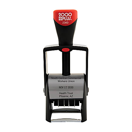 Custom 2000 PLUS® 2-Color, Heavy Duty Self-Inking Date Stamp, 2360, 1-1/8" x 1-11/16" Impression