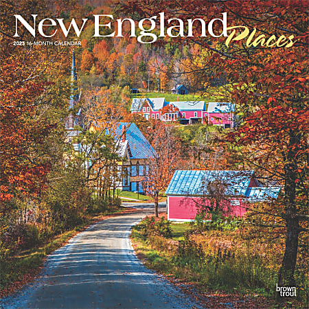 2025 BrownTrout New England Places Monthly Plastic-Free Square Wall Calendar, 12" x 12", America Regional, January to December 2025, 9781975475376