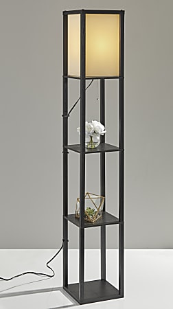 Adesso Wright Shelf Floor Lamp 63 BlackNatural Office Depot