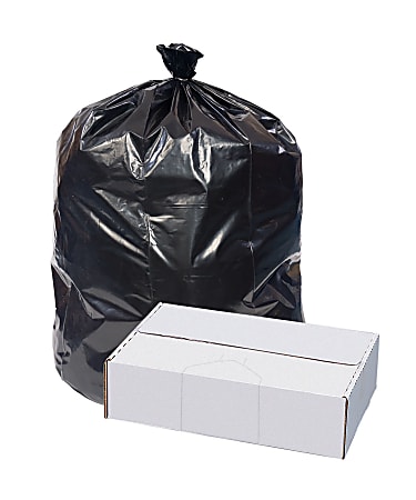 Highmark™ Repro 2-mil Can Liners, 60 Gallons, 38" x 58", 70% Recycled, Black, Case Of 50