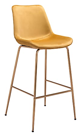 Zuo Modern Tony Bar Chair, Yellow/Gold
