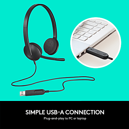 Logitech H340 USB Headset Black Office Depot