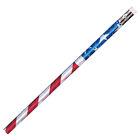 J.R. Moon Pencil Co. Pencils, 2.11 mm, #2 HB Lead, Stars And Stripes Glitz, Multicolor, Pack Of 144