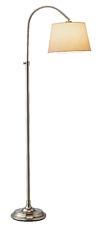 Adesso® Bonnet Floor Lamp, 62"H, Satin Steel/White