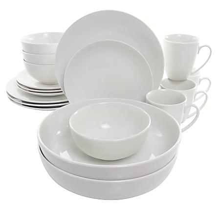 Elama Owen 18-Piece Porcelain Dinnerware Set, White