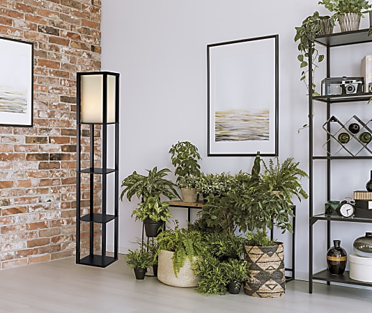 Adesso etagere floor lamp shop with charging station in black