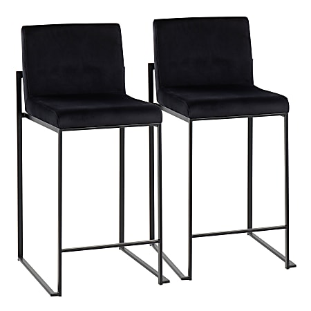 LumiSource Fuji Contemporary Counter Stools, Black, Set Of 2 Stools, B26FUJIHBBKVBK2