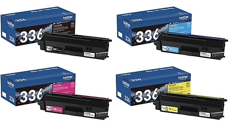 Brother® TN336 High-Yield Black And Cyan, Magenta, Yellow Toner Cartridges, Pack Of 4, TN336 combo