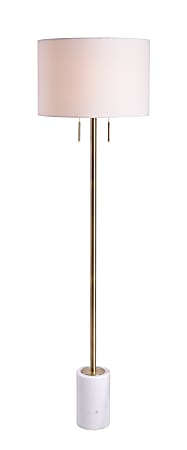 Kenroy Home Polar Floor Lamp 62 H Cream ShadeWhite And Antique Brass Base Office Depot