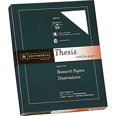 Southworth® Thesis Paper, Letter Size (8 1/2" x 11"), 20 Lb, Wove, Bright White, Ream Of 250 Sheets