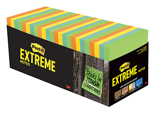 Post-it® Notes Extreme Notes, 1440 Total Notes, Pack Of 32 Pads, 3" x 3", Mixed Colors, 100 Notes Per Pad