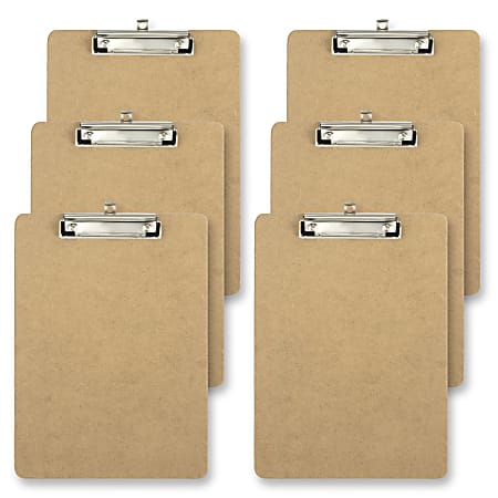 Office Depot® Brand Wood Clipboards, 9" x 12-1/2", 100% Recycled Wood, Light Brown, Pack Of 6 Clipboards