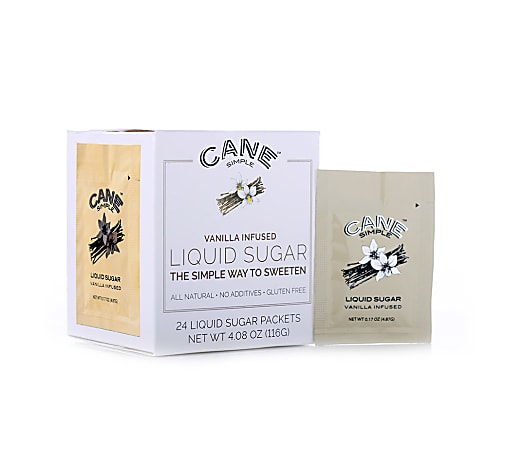 Cane Simple™ Liquid Sugar, Vanilla Infused, 0.17 Oz, Box Of 24 Packets, Case Of 12 Boxes
