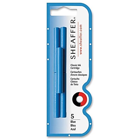 Sheaffer Skrip Fountain Pen Ink Cartridges, Blue Ink, Pack Of 5