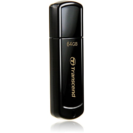 Transcend 64GB JetFlash 350 USB 2.0 Flash Drive - 64 GB - USB 2.0 - 15 MB/s Read Speed - 11 MB/s Write Speed - Black