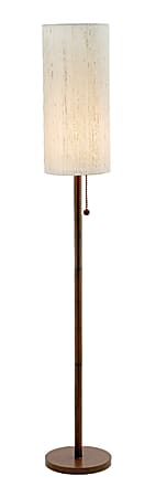 Adesso® Hamptons Floor Lamp, 65"H, Beige Shade/Walnut Base