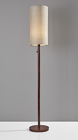 Adesso Hamptons Floor Lamp 65 H Beige ShadeWalnut Base ODP Business Solutions