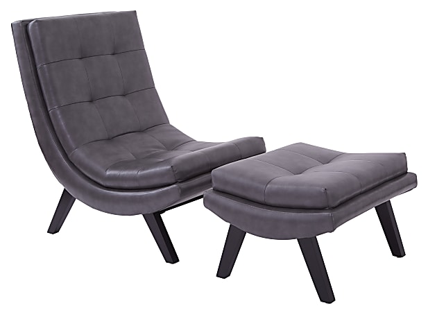 Ave Six Tustin Lounge Chair And Ottoman Set, Pewter/Black