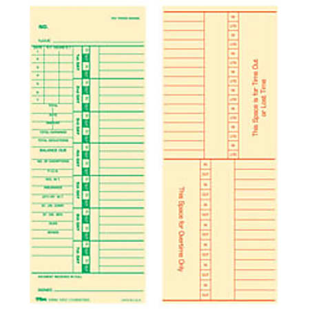 TOPS® Time Cards (Replaces Original Card 10-800762), Numbered Days, 2-Sided, 9" x 3 1/2", Box Of 500