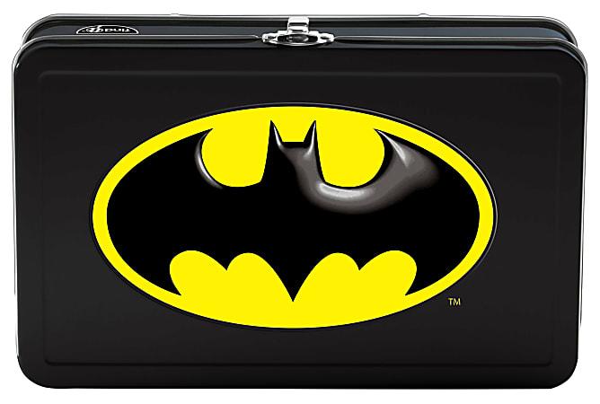 Find It® Licensed Tin Pencil Box, Superman/Batman, 8 1/2" x 5" x 2 1/2", Assorted Colors