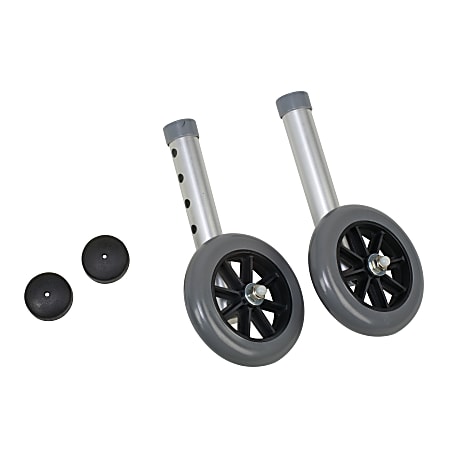 DMI® Walker Wheels With Glide Cap Kit, Black/Silver