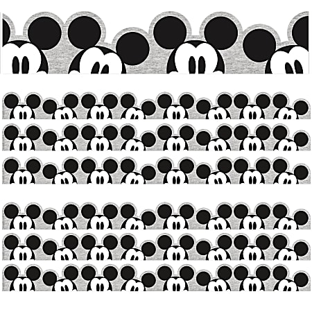 Eureka School Extra-Wide Deco Trim, Mickey Mouse Throwback Peeking, 37’ Per Pack, Set Of 3 Packs