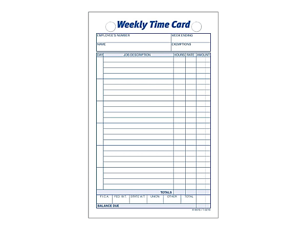 TOPS® Weekly Time Cards, Pack Of 100