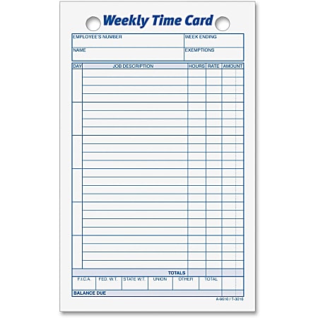 TOPS® Weekly Time Cards, Pack Of 100
