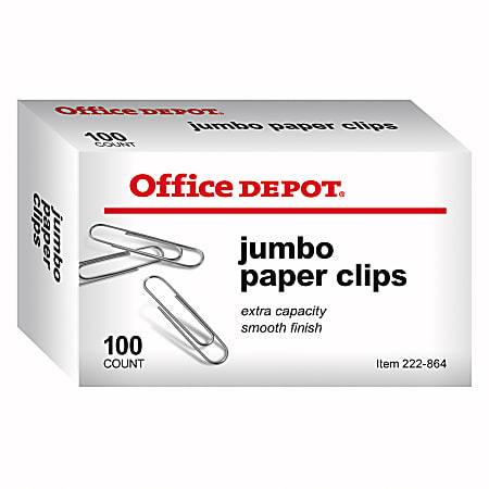 Office Depot® Brand Paper Clips, Jumbo, Silver, Box Of 100 Clips, 11114