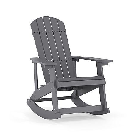 Flash Furniture Savannah All-Weather Adirondack Rocking Chair, Light Gray