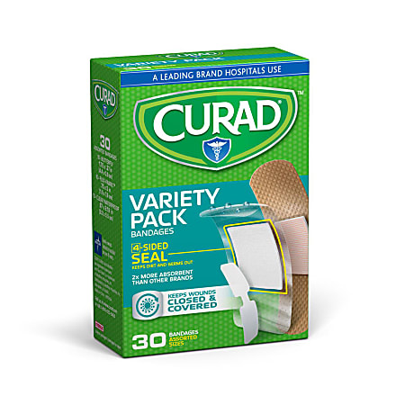 CURAD® Bandage Variety Packs, Assorted Sizes, Assorted Colors, Case Of 24