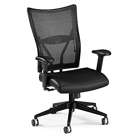 OFM Talisto Series Leather And Mesh Mid-Back Chair, Black