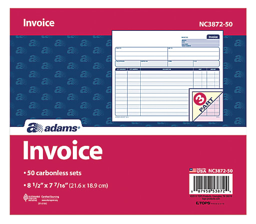 Adams 3 Part Carbonless Invoice Form Unit Set 8 12 x 7 716 ...