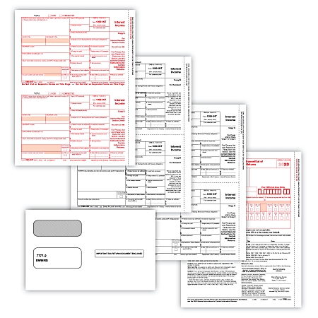 ComplyRight® 1099-INT Tax Forms Set, 4-Part, Copies A/B/C,