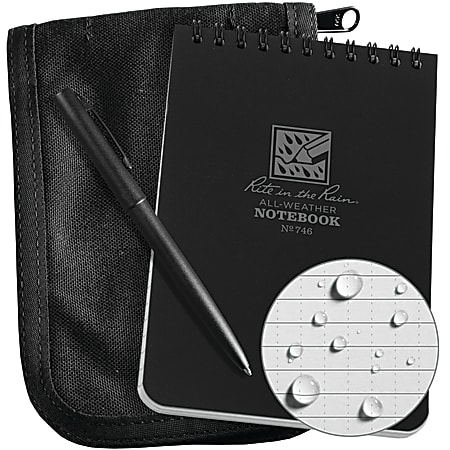 Rite In The Rain® Pocket Top-Spiral Notebook Kit, 4" x 6", Black
