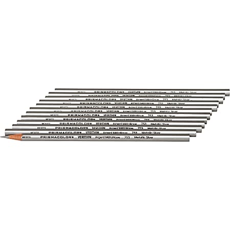 Prismacolor Verithin Colored Pencils Silver Lead Silver Barrel 12
