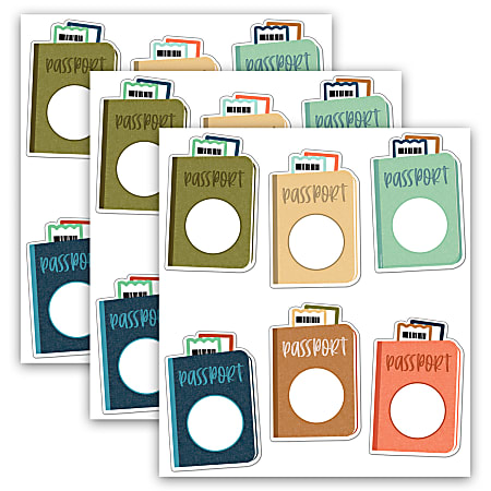 Carson Dellosa Education Cut-Outs, Let's Explore Passports, 36 Cut-Outs Per Pack, Set Of 3 Packs